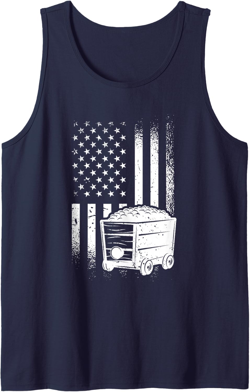 Proud American Coal Miners, US Flag Underground Coal Miner Sleeveless Tank Top - Navy Blue