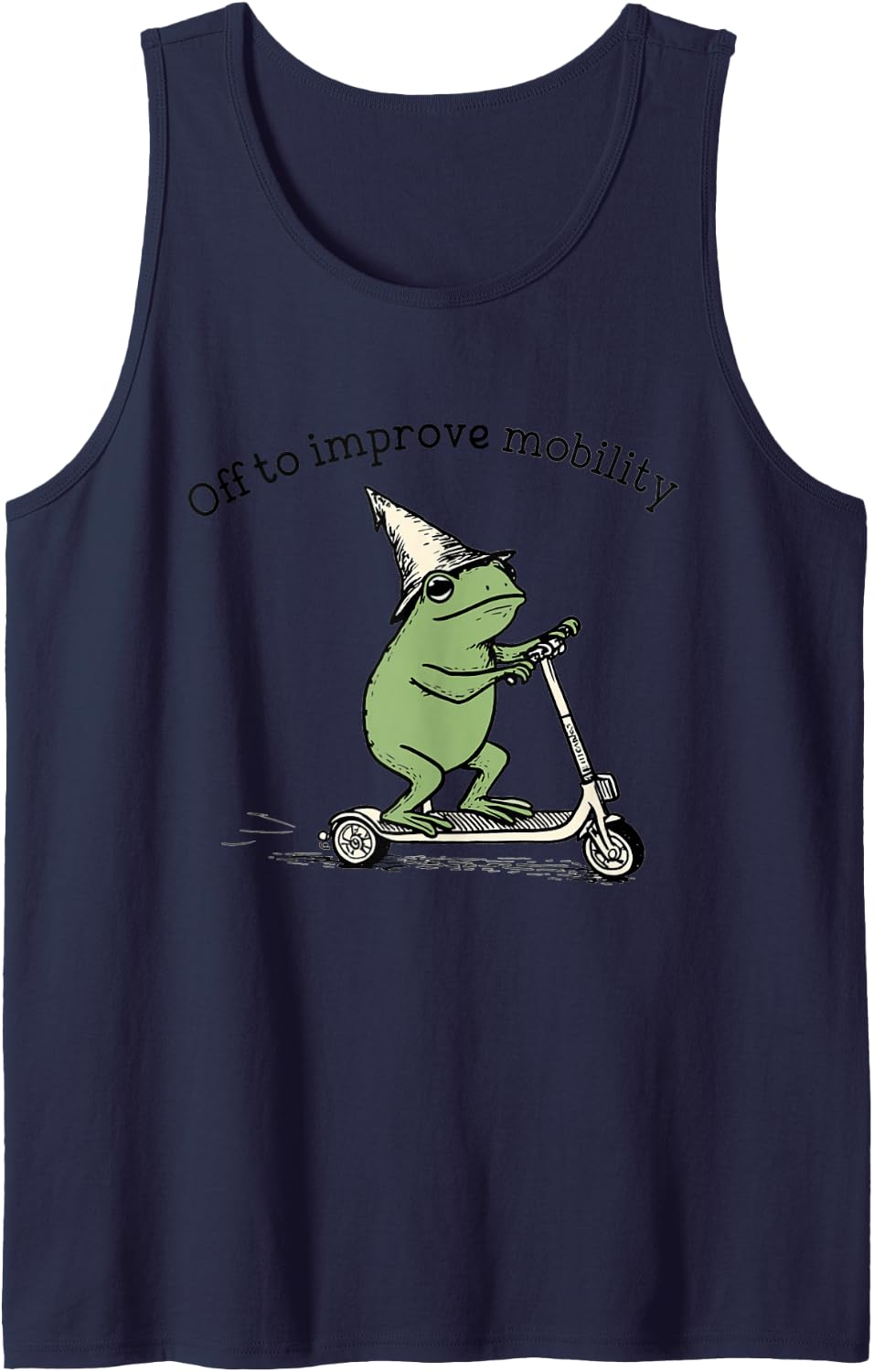 Off to Improve Mobility Funny Frog Toad Physical Therapy PT Sleeveless Tank Top - Navy Blue