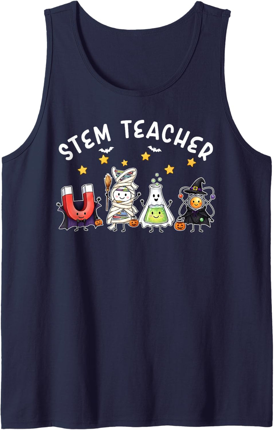 STEM Science Technology Engineering Math Teacher Halloween Sleeveless Tank Top - Navy Blue