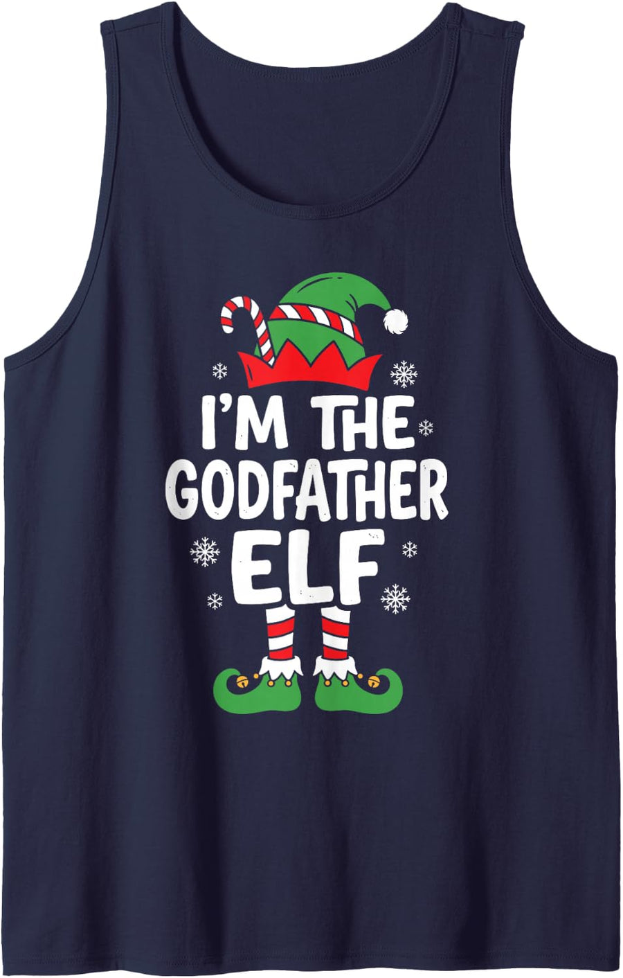 I'm the Godfather Elf Christmas Pajama Party Matching Family Sleeveless Tank Top - Navy Blue