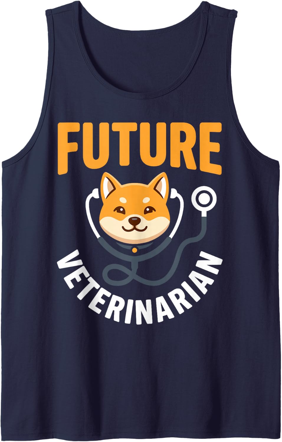 Future Veterinarian Shiba Inu Dog Vet Student Graduation Sleeveless Tank Top - Navy Blue