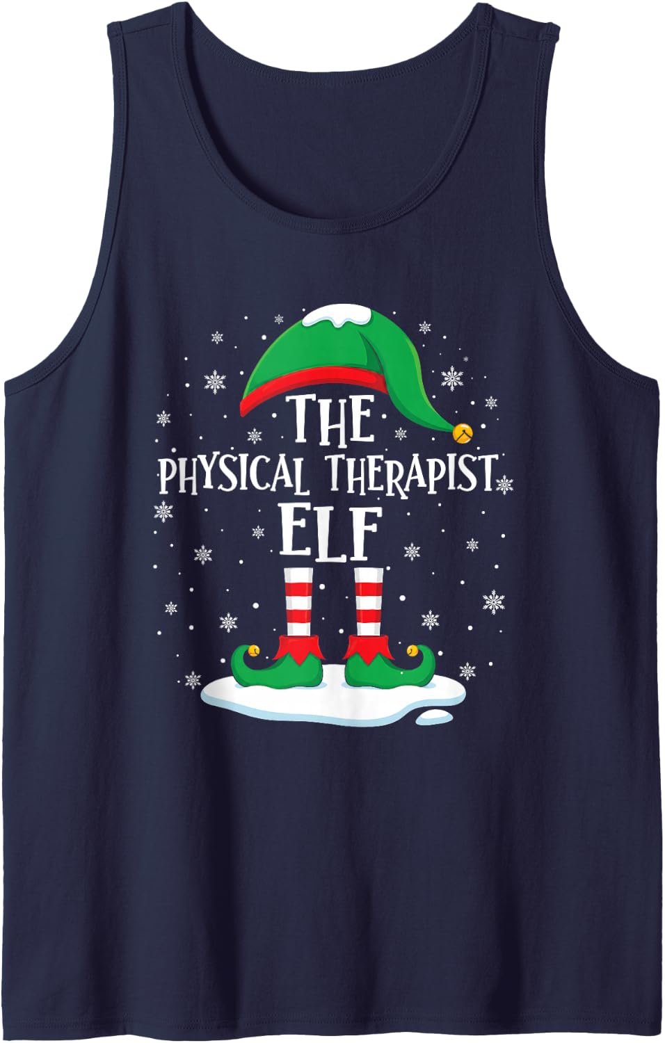 The Physical Therapist Elf Christmas Family Matching Group Tank Top - Navy Blue