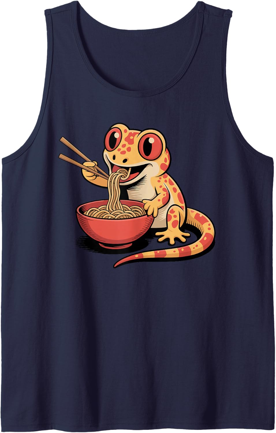 Funny Crested Gecko Design for Men Women Crested Gecko Fan Sleeveless Tank Top - Navy Blue
