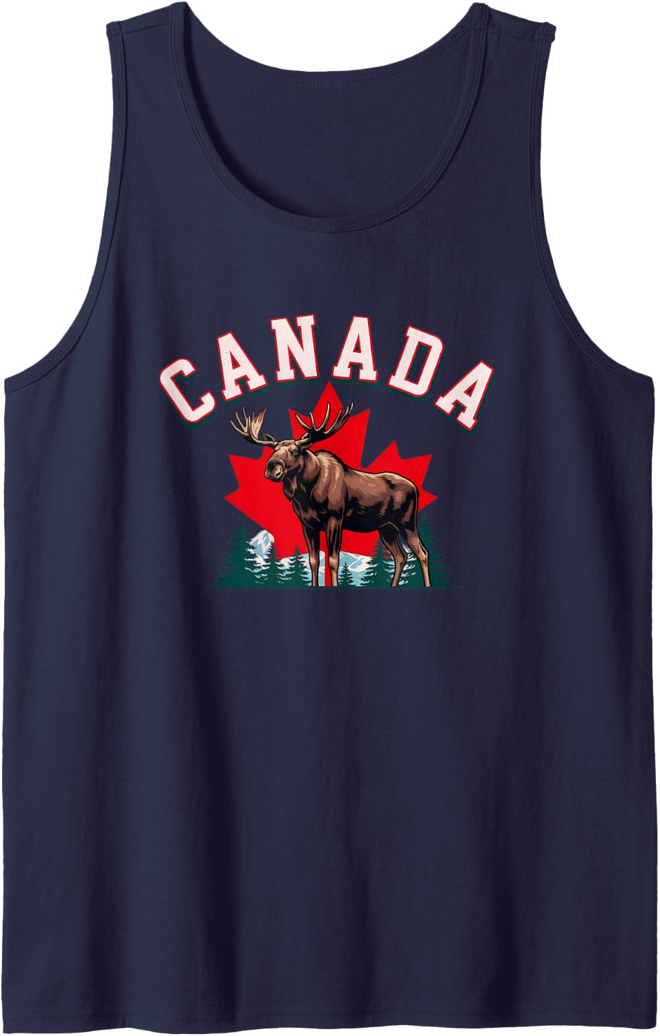 Canada Moose Wilderness Rocky Mountains Souvenir Sleeveless Tank Top - Navy Blue
