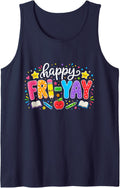 Happy Friyay Friday Fri Yay Weekend Back to School Teacher Tank Top - Navy Blue