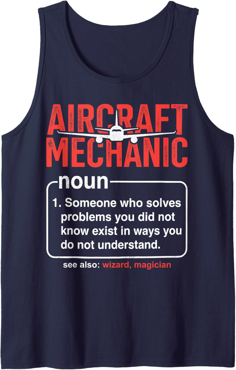 Aircraft Mechanic Aviation Technician Sleeveless Tank Top - Navy Blue