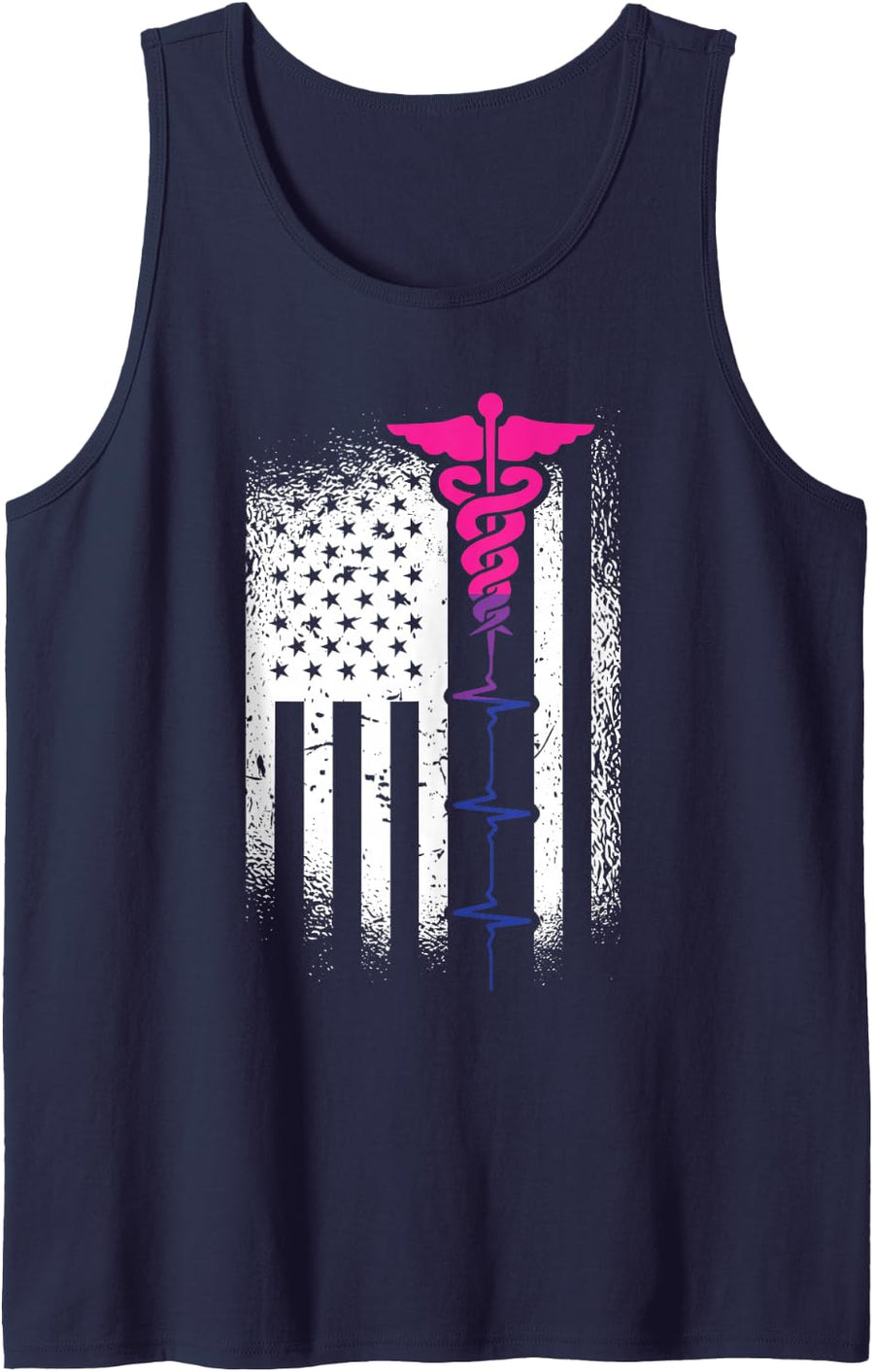 American Flag Nurse LGBT-Q Bi-Sexual Pride Nursing RN Ally Sleeveless Tank Top - Navy Blue