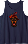 Doberman Pinscher Spooky Witch Hat Halloween Dog Owner Tank Top - Navy Blue