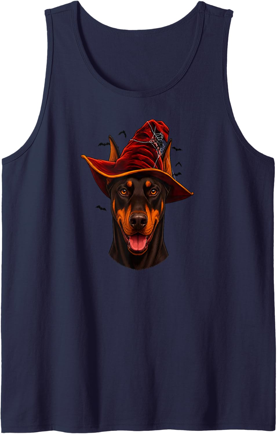 Doberman Pinscher Spooky Witch Hat Halloween Dog Owner Tank Top - Navy Blue