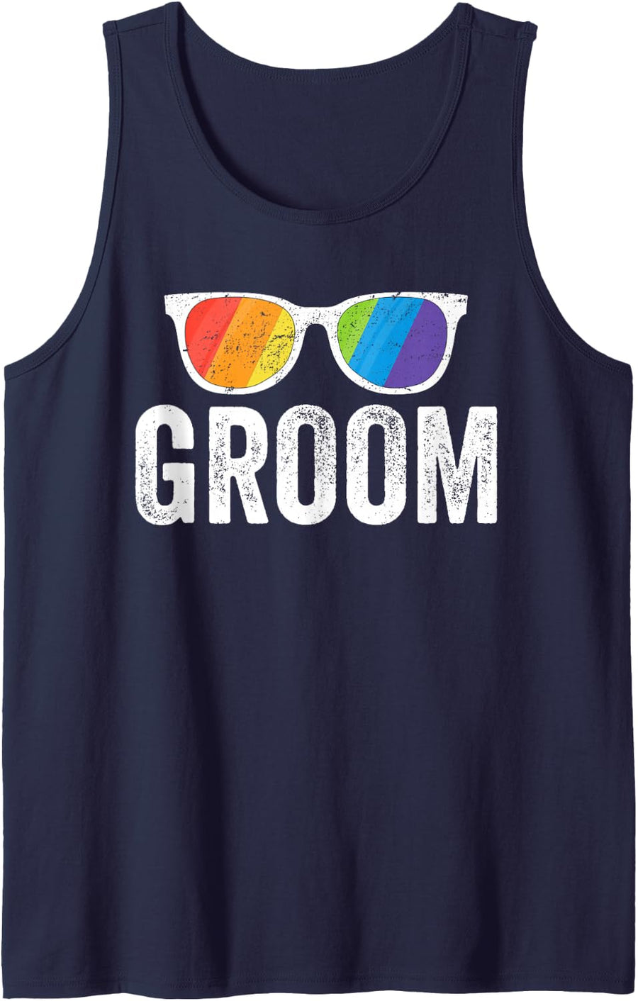 Groom Bachelor Party LGBT Same Sex Gay Wedding Husband Tank Top - Navy Blue