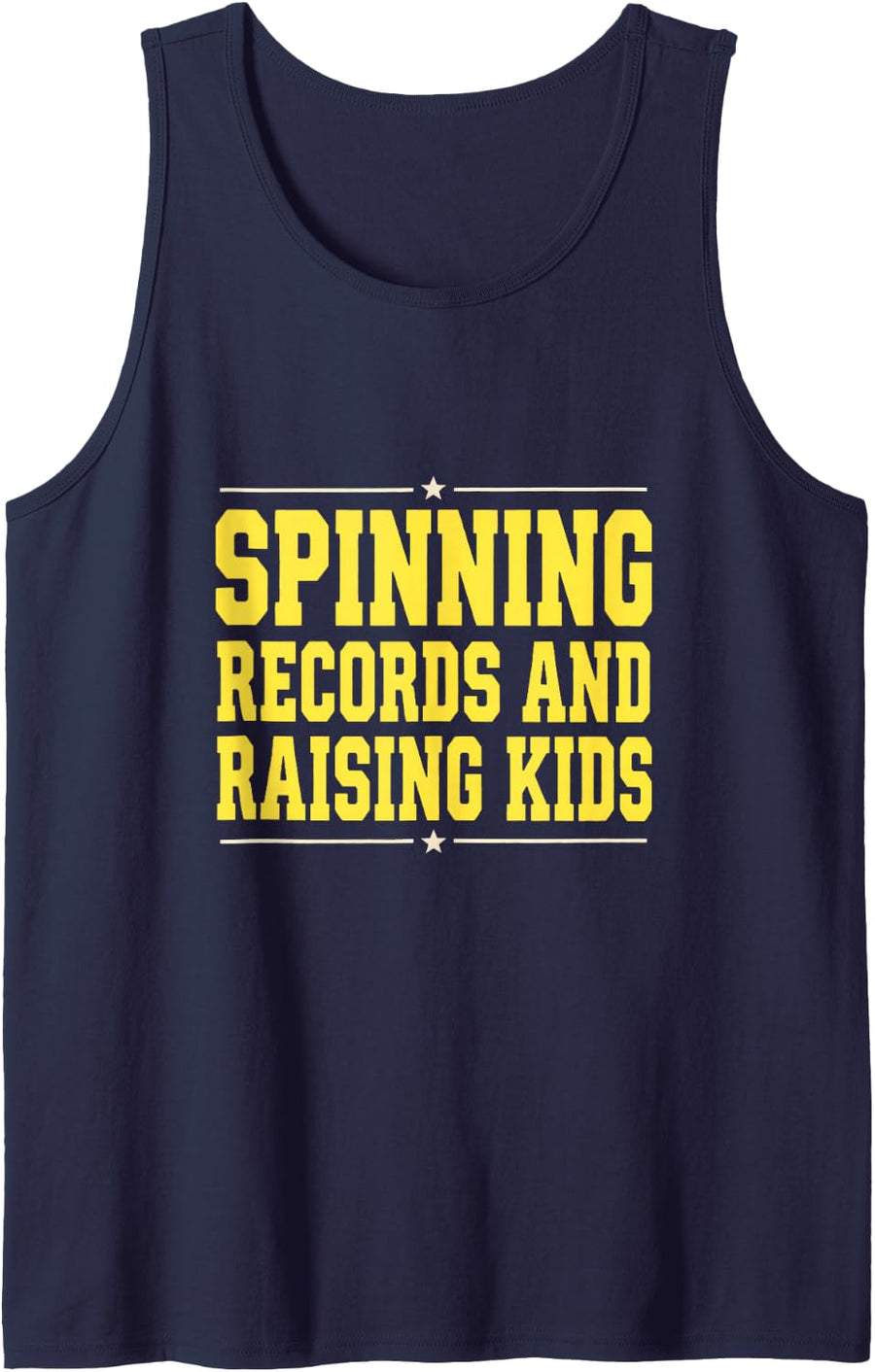 Spinning Records and Raising Kids Funny DJ Dad Vinyl Sleeveless Tank Top - Navy Blue