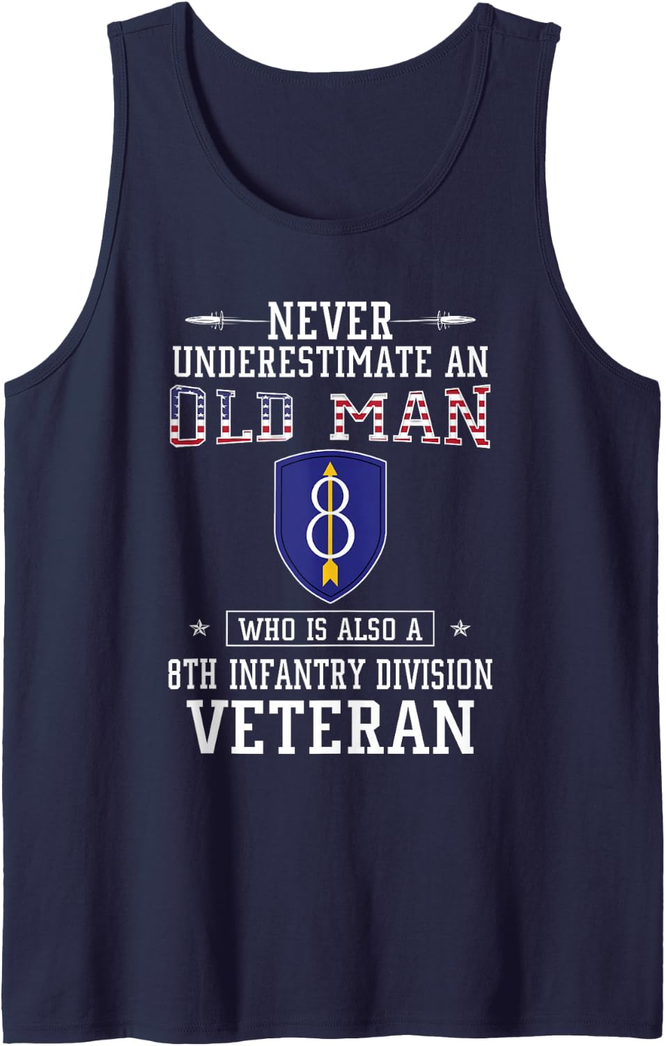 Never Underestimate 8th Infantry Division Veteran Military Tank Top - Navy Blue