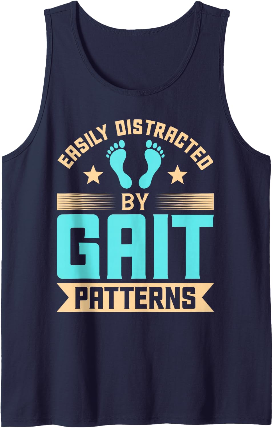 Easily Distracted By Gait Patterns Funny Physical Sleeveless Tank Top - Navy Blue