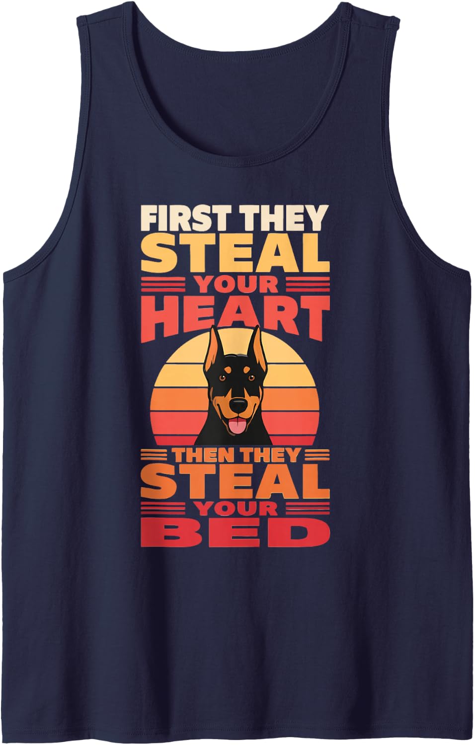 Funny Doberman Mom Dad Doberman Owner Sleeveless Tank Top - Navy Blue