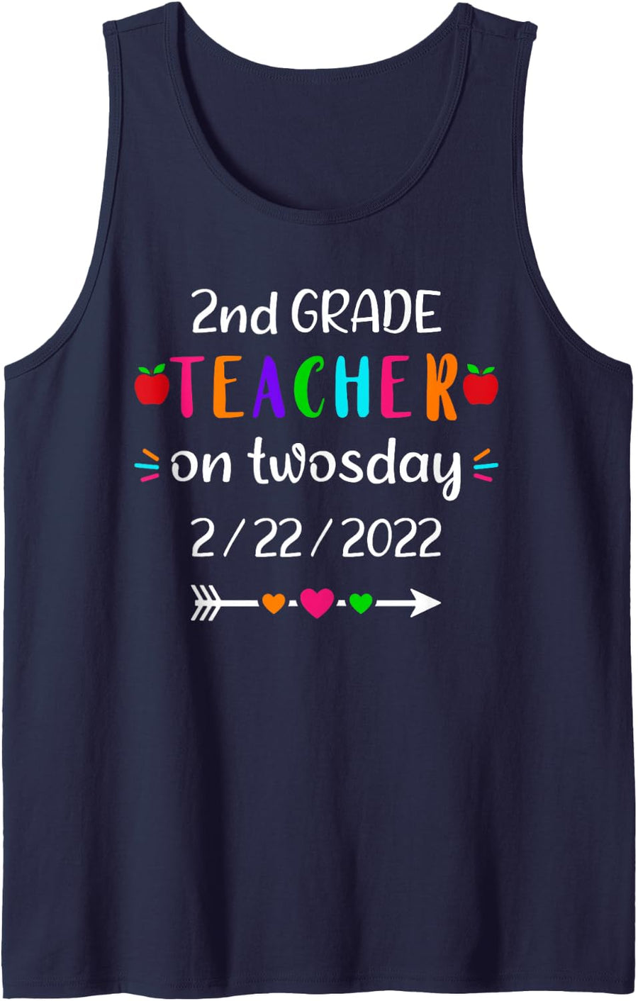 2nd Grade Teacher on Twosday, Twosday 2022 Teacher Tank Top - Navy Blue