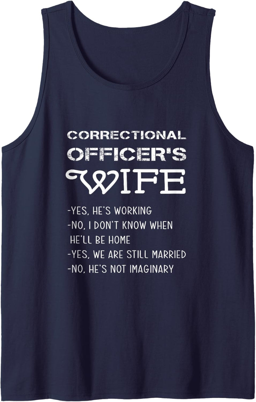 Proud Correctional Officer Wife Questions and Answers Wives Tank Top - Navy Blue
