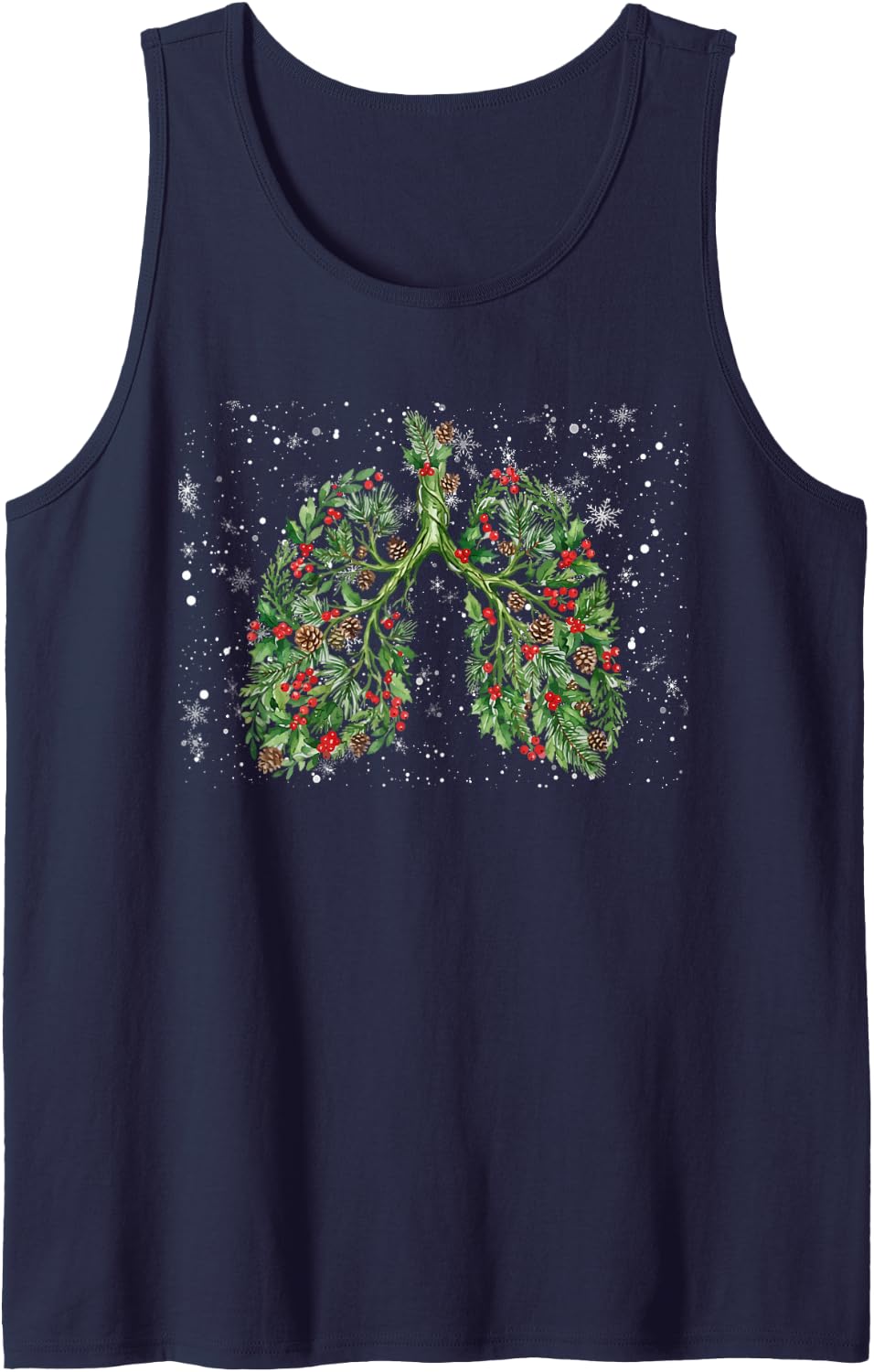 Lungs Christmas Respiratory Therapist Xmas Party RT Sleeveless Tank Top - Navy Blue