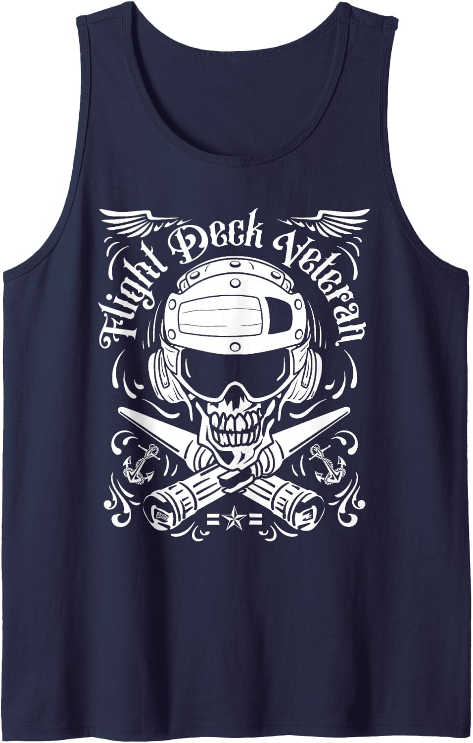 Naval Aviation Flight Deck Veteran Skull Tank Top - Navy Blue