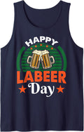 Funny Labor Day tee Happy Labeer Day tee Funny Drinking RETR Tank Top - Navy Blue