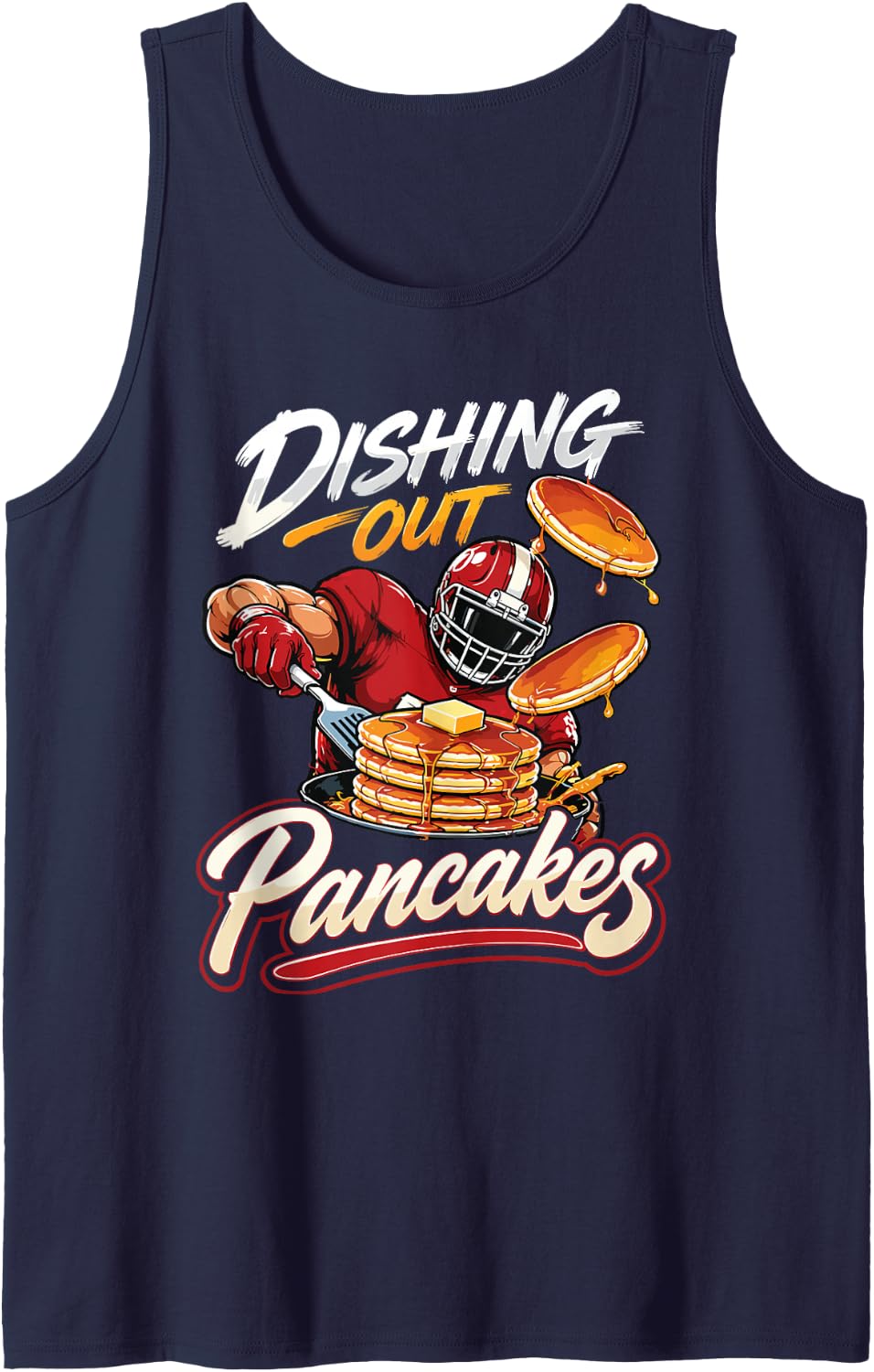 Dishing Out Pancakes Football Puns Blocking - Sleeveless Tank Top - Navy Blue