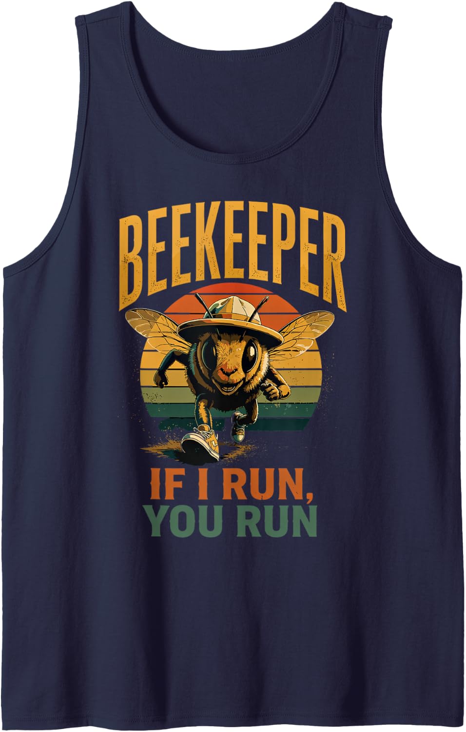 Beekeeper If I Run You Run Funny Beekeeping Honey Bees Sleeveless Tank Top - Navy Blue
