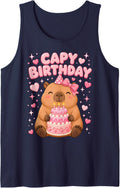 Capybara Birthday Girl Cute Capybara Cute Sleeveless Tank Top - Navy Blue