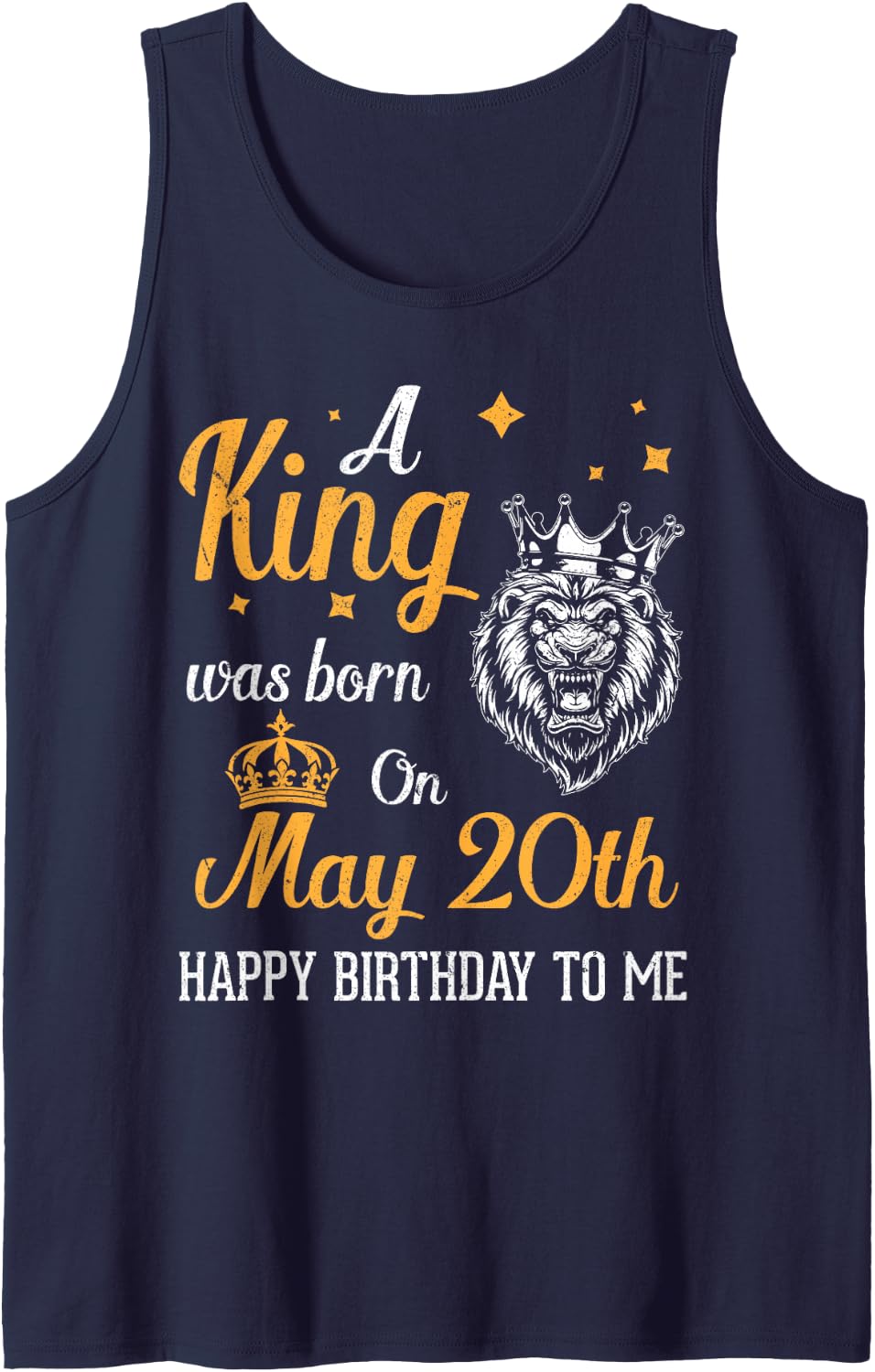A King was Born On May 20th Happy Birthday to Me You Dad Son Sleeveless Tank Top - Navy Blue