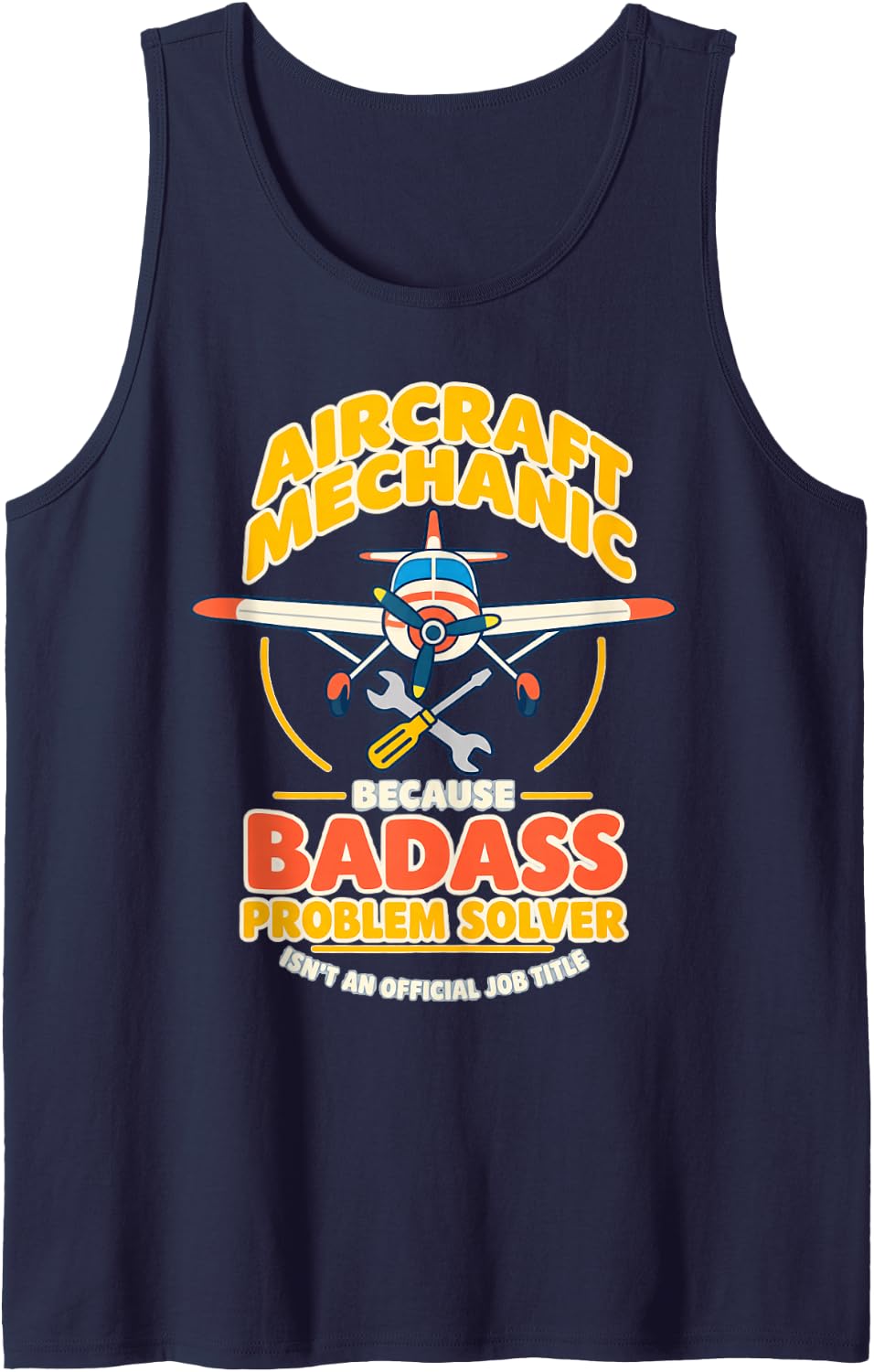 Problem Solver Maintenance Plane Aircraft Technician Sleeveless Tank Top - Navy Blue