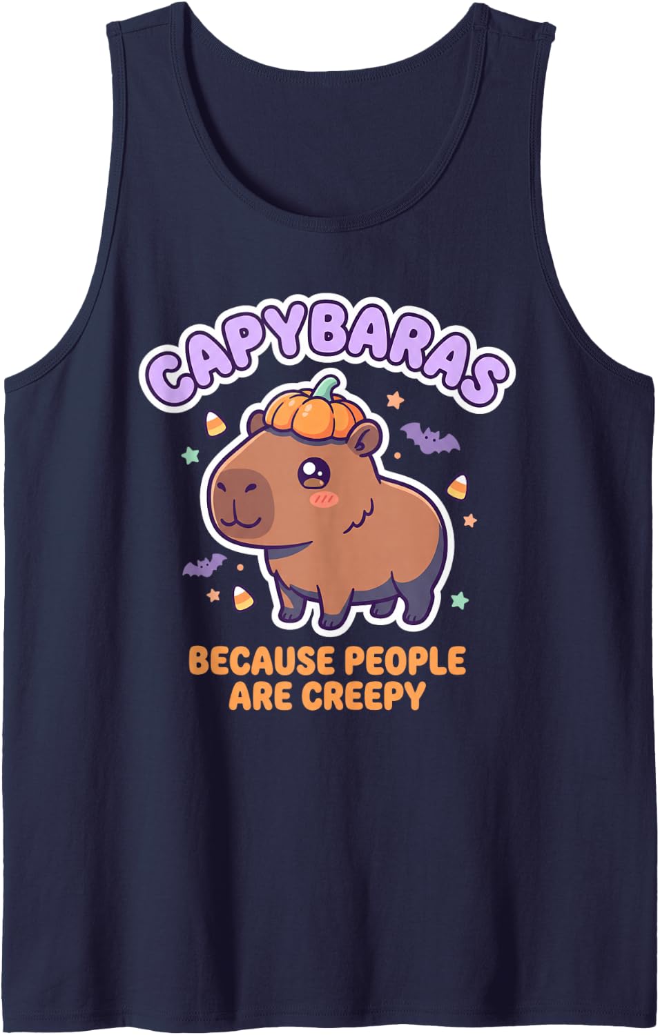 Capybaras Because People are Creepy Sleeveless Tank Top - Navy Blue
