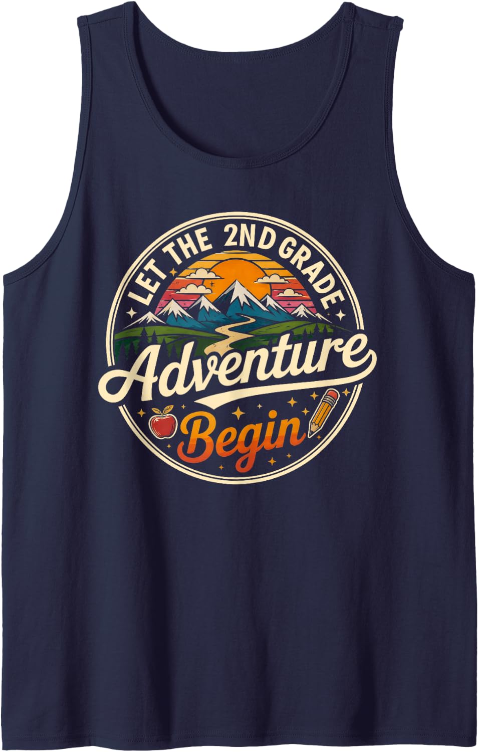 Back to School Let 2nd Second Grade Adventure Begin Kids Tank Top - Navy Blue