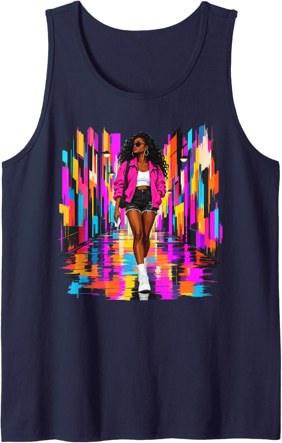 Colorful African American Black Women Black History Month Sleeveless Tank Top - Navy Blue