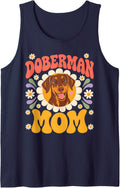 Doberman Mom Dobie Dog Lover Sleeveless Tank Top - Navy Blue