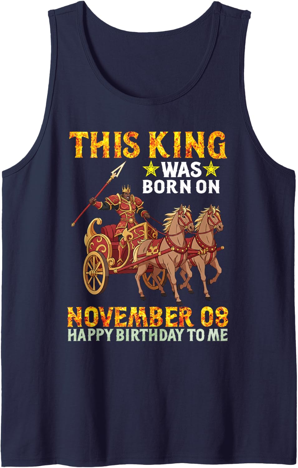 This King was Born On November 08 Happy Birthday to Me You Sleeveless Tank Top - Navy Blue