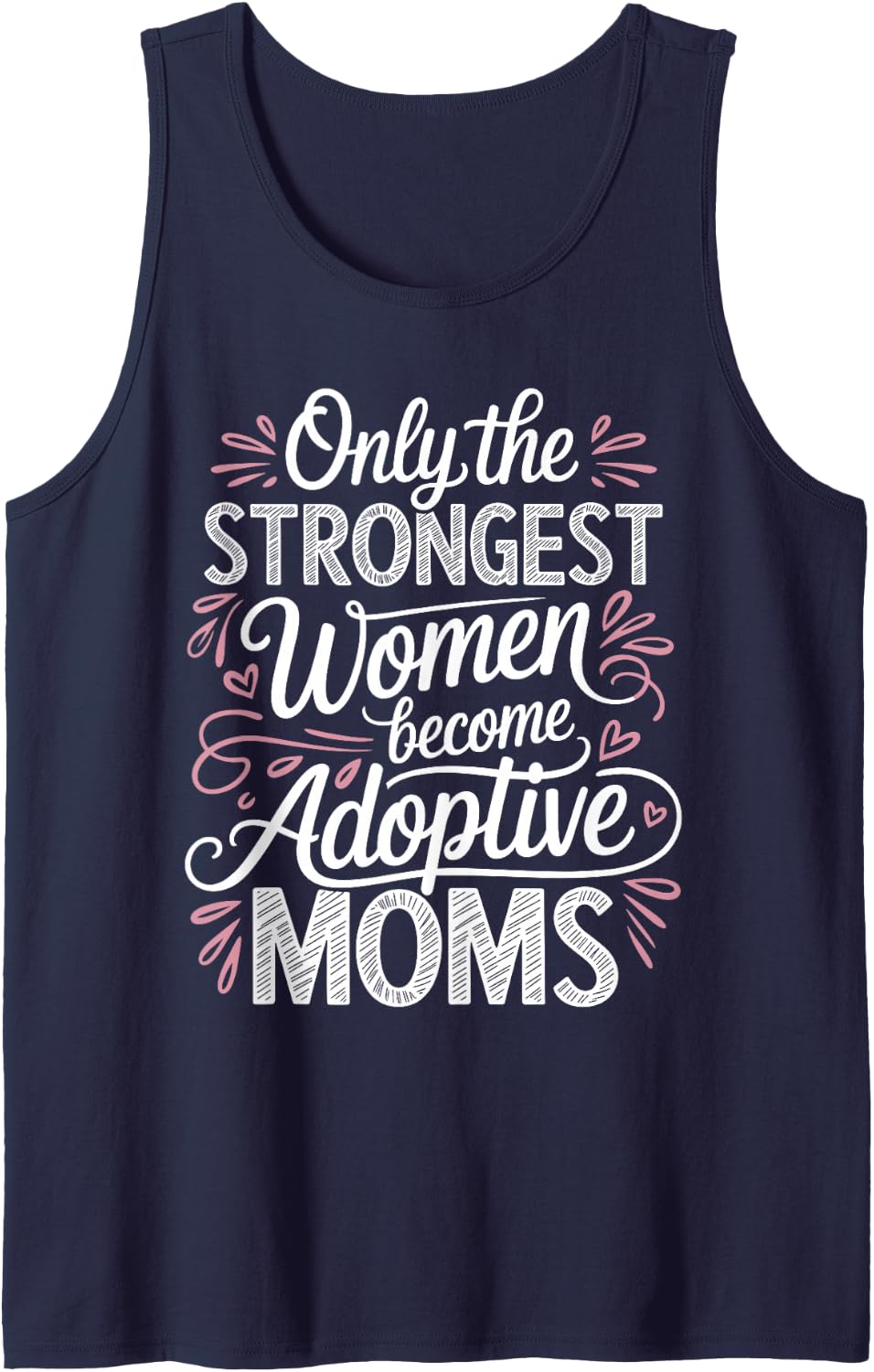 Adoptive Mom Art for Women Girls Mom Adoption Adoptive Mom Sleeveless Tank Top - Navy Blue