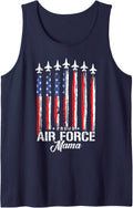 Proud Air Force Mama Flag USA Family Matching Sleeveless Tank Top - Navy Blue