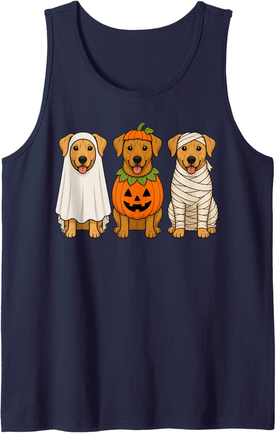 Spooky Rhodesian Ridgeback Pumpkin Ghost Halloween Dog Lover Tank Top - Navy Blue