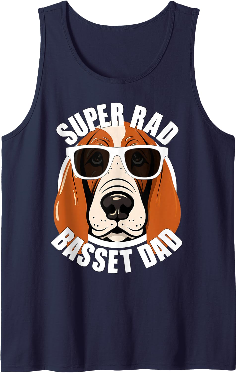 Mens Basset Hound Dad Funny Father’s Day Men’s Tank Top - Navy Blue