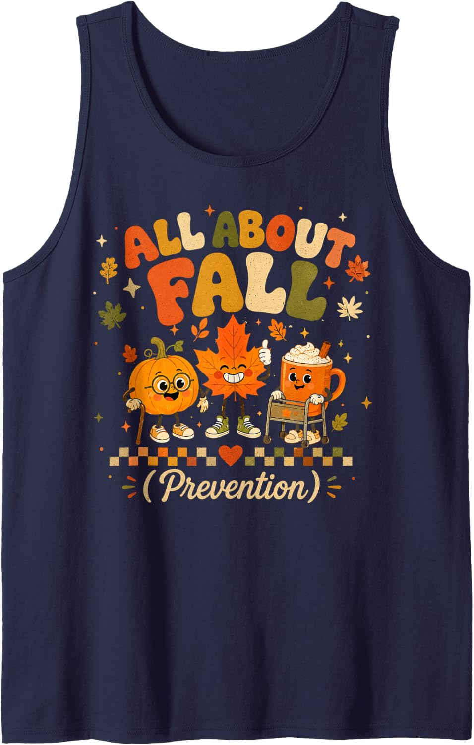 Nurse All About Fall Prevention Fall Physical Therapy PT OT Sleeveless Tank Top - Navy Blue