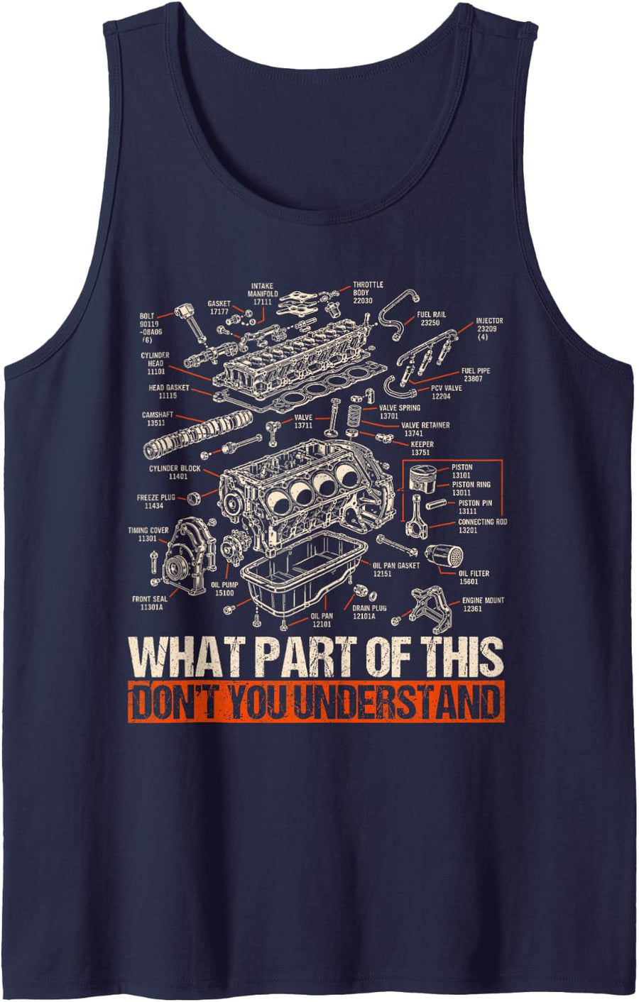 What Part of This Dont You Understand Funny Mechanic Engine Sleeveless Tank Top - Navy Blue