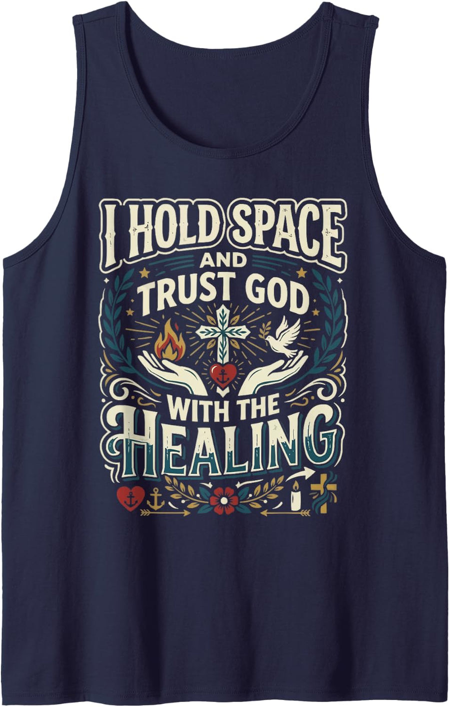 Christian Peer Support Specialist Jesus Christ Mental Health Tank Top - Navy Blue