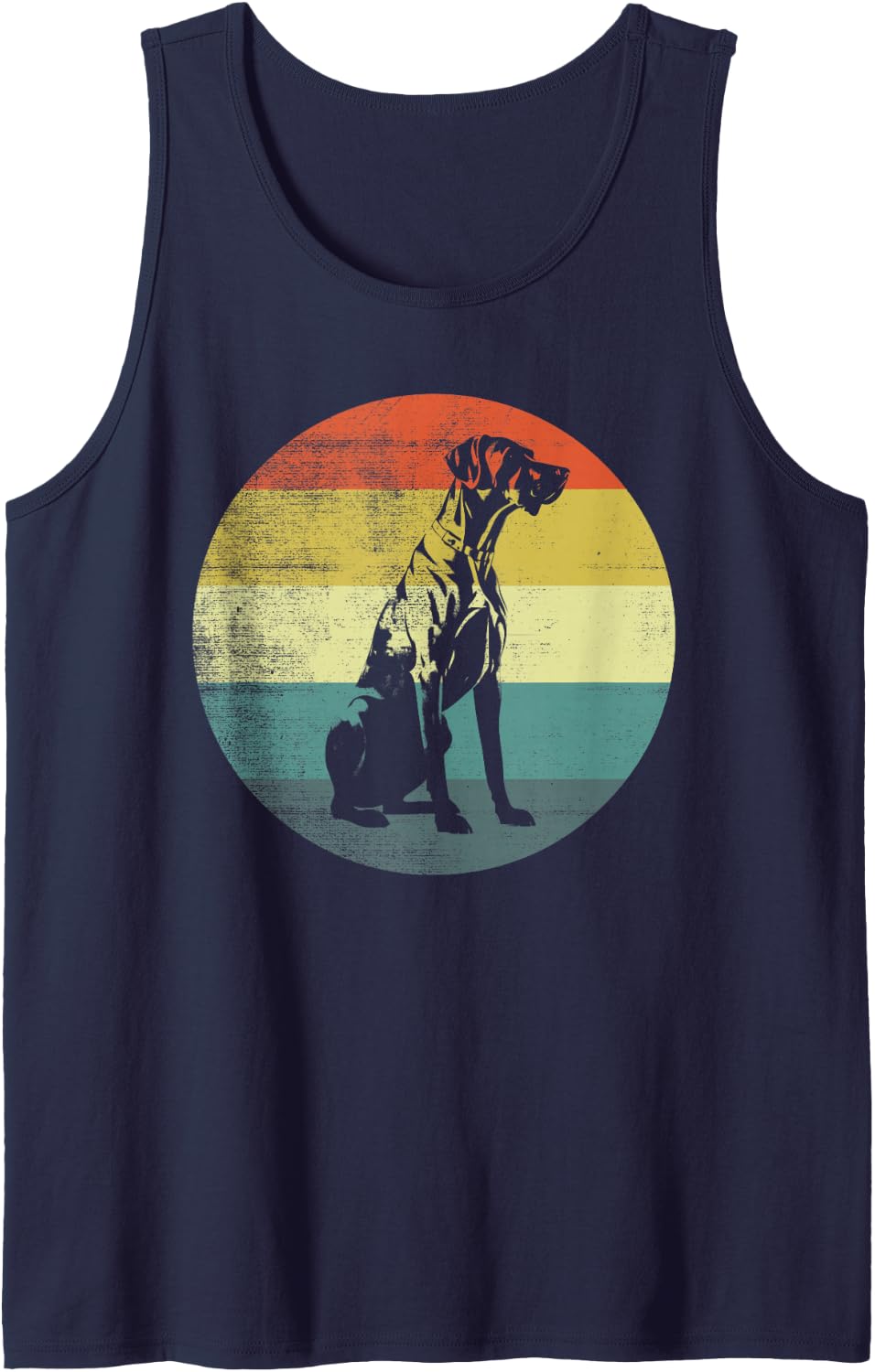 Retro Design Rhodesian Ridgeback Dog Sleeveless Tank Top - Navy Blue