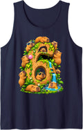 Capybara 6th Birthday Cappy Birthday Funny Capybara Lover Sleeveless Tank Top - Navy Blue