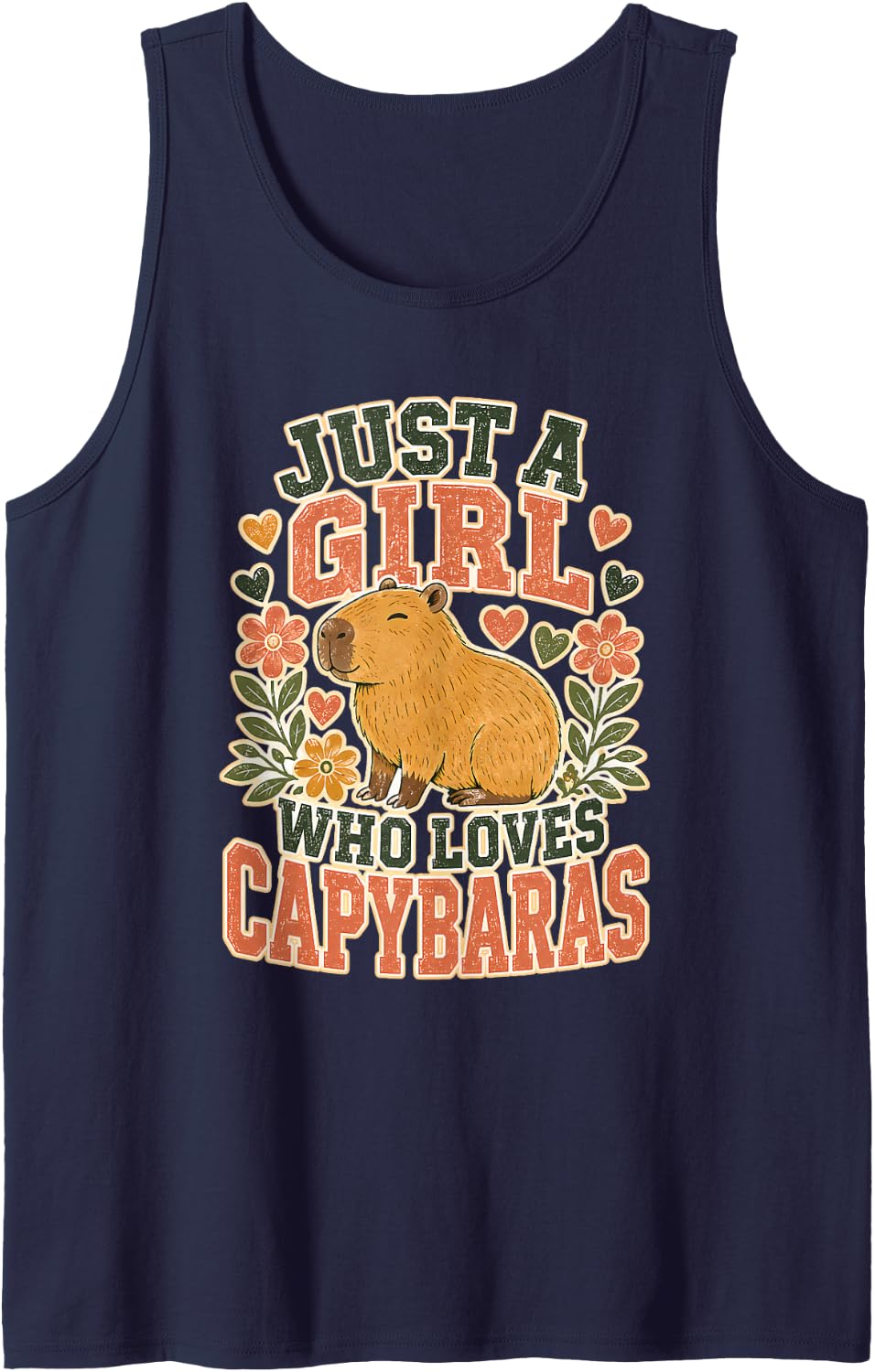 Just a Girl Who Loves Capybaras Funny Capybara Cute Capybara Sleeveless Tank Top - Navy Blue