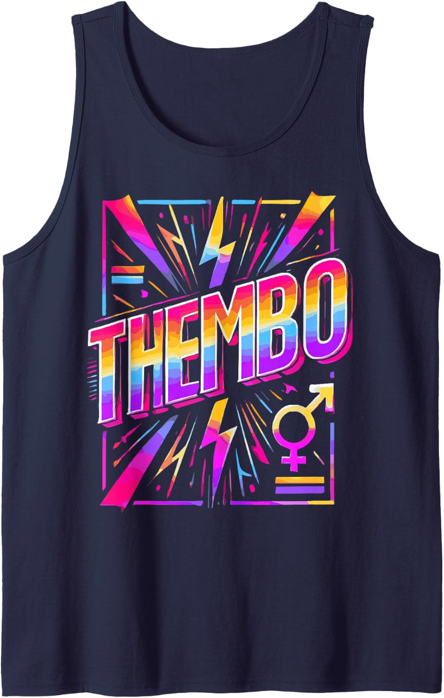 Thembo Them Bimbo LGBTQ Genderfluid Pride Nonbinary People Sleeveless Tank Top - Navy Blue