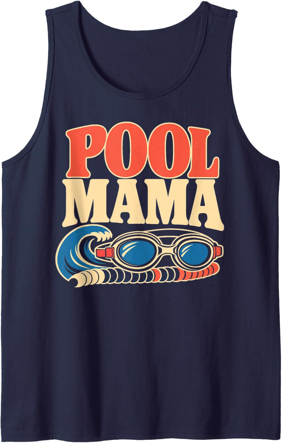 Pool Mama Swimming Ocean Sleeveless Tank Top - Navy Blue