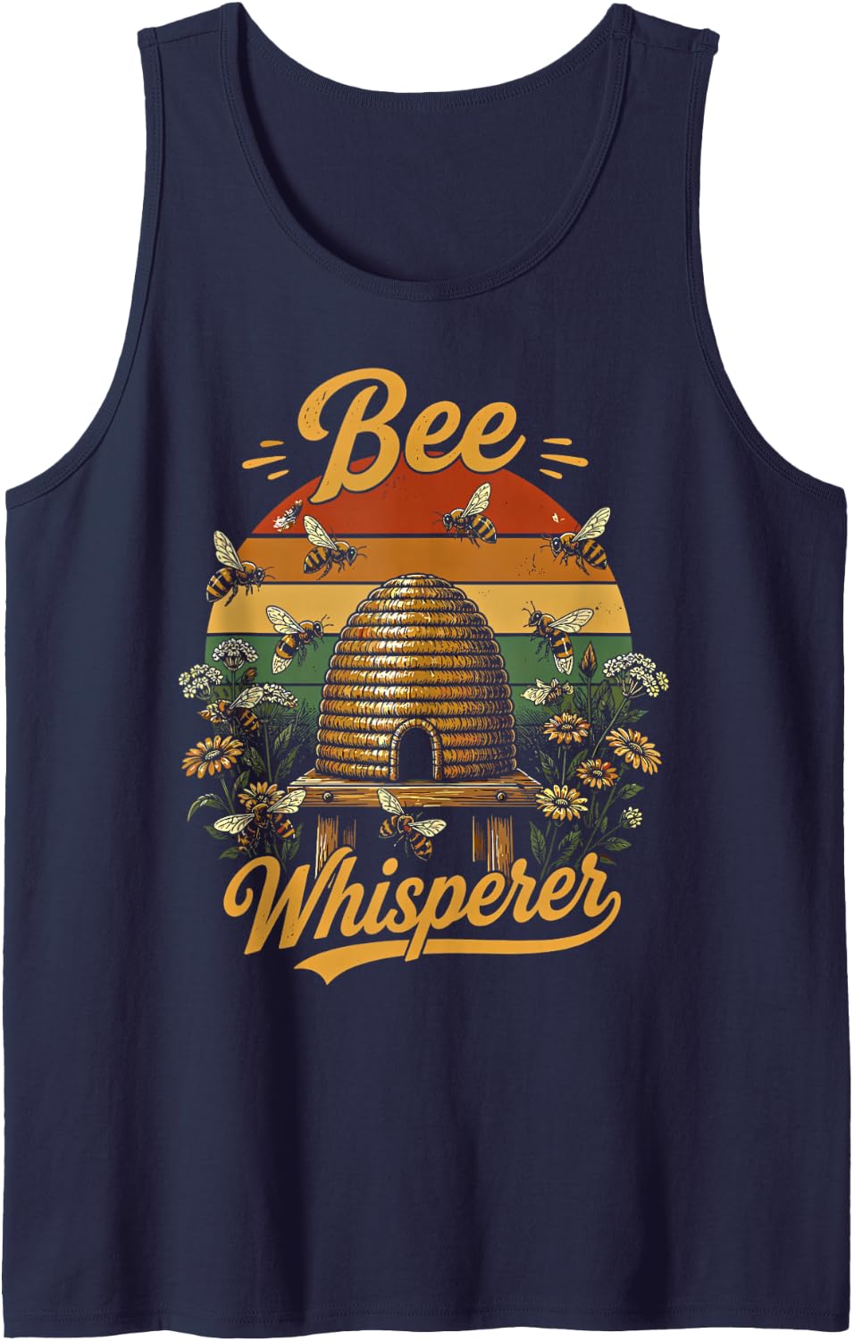 Bee Whisperer Beekeeping Honey Honeycomb Bees Beekeeper Sleeveless Tank Top - Navy Blue