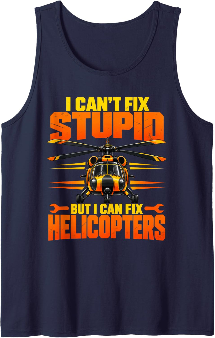 Helicopter Mechanic Rotary Wing Aircraft Technician Sleeveless Tank Top - Navy Blue