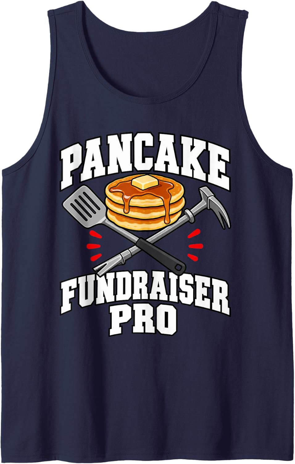 Volunteer Firefighter Pancake Fundraiser Pro Axe Responder Sleeveless Tank Top - Navy Blue