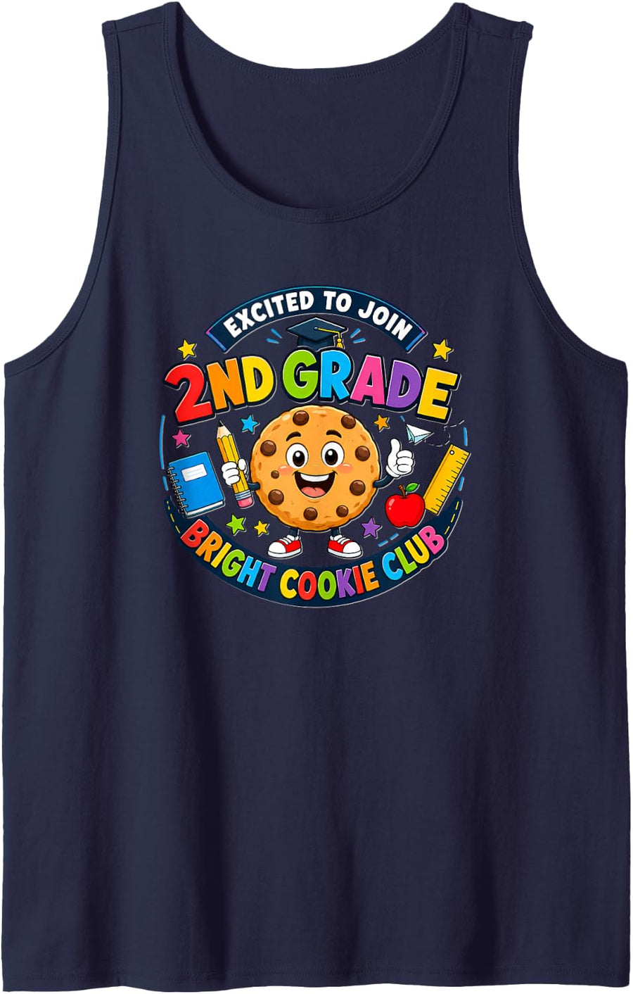 2nd Grade Back to School Bright Cookie Club Teacher Kids Tank Top - Navy Blue