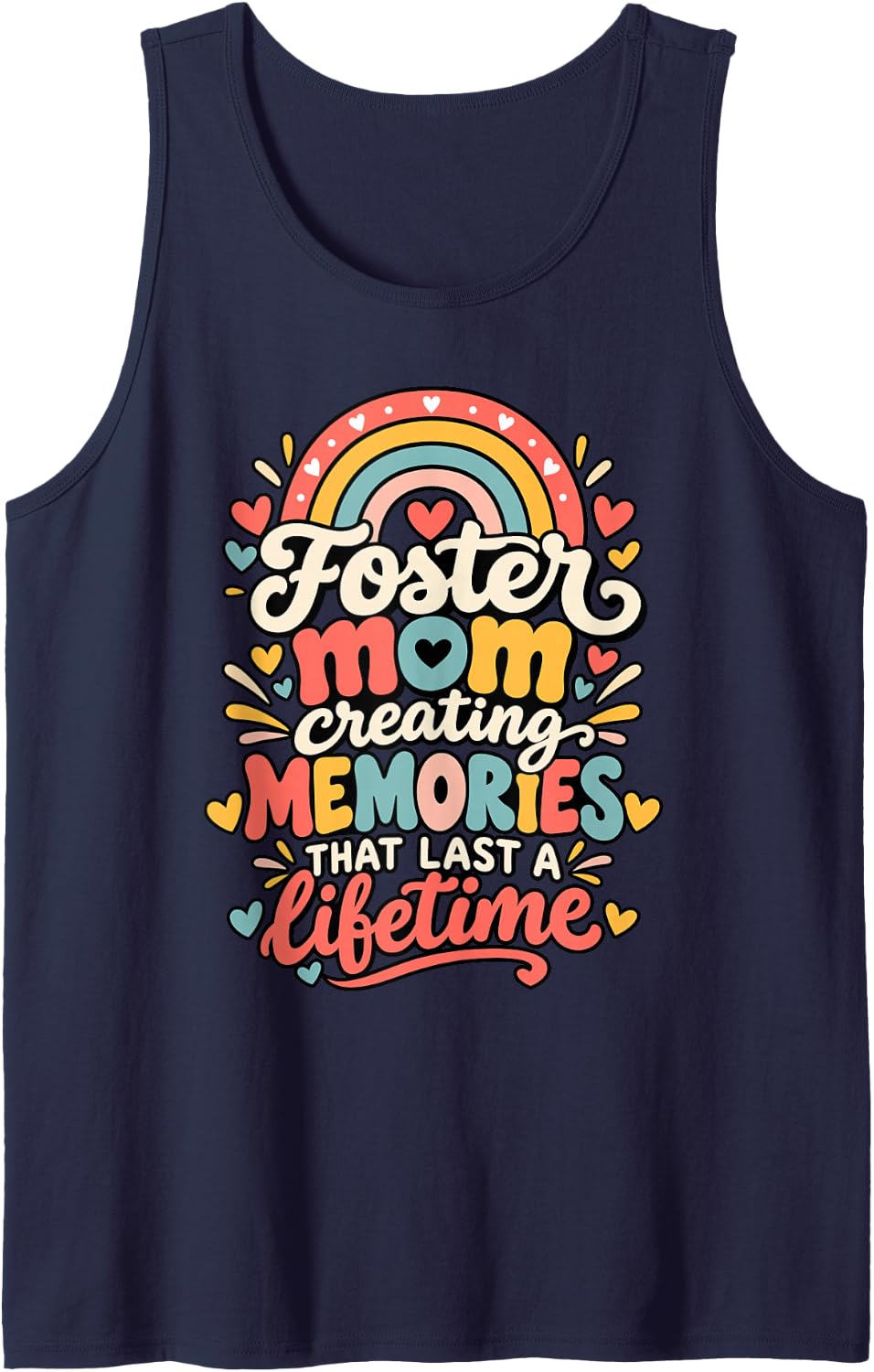 Funny Foster Mom Creating Memories that Last Foster Care Sleeveless Tank Top - Navy Blue